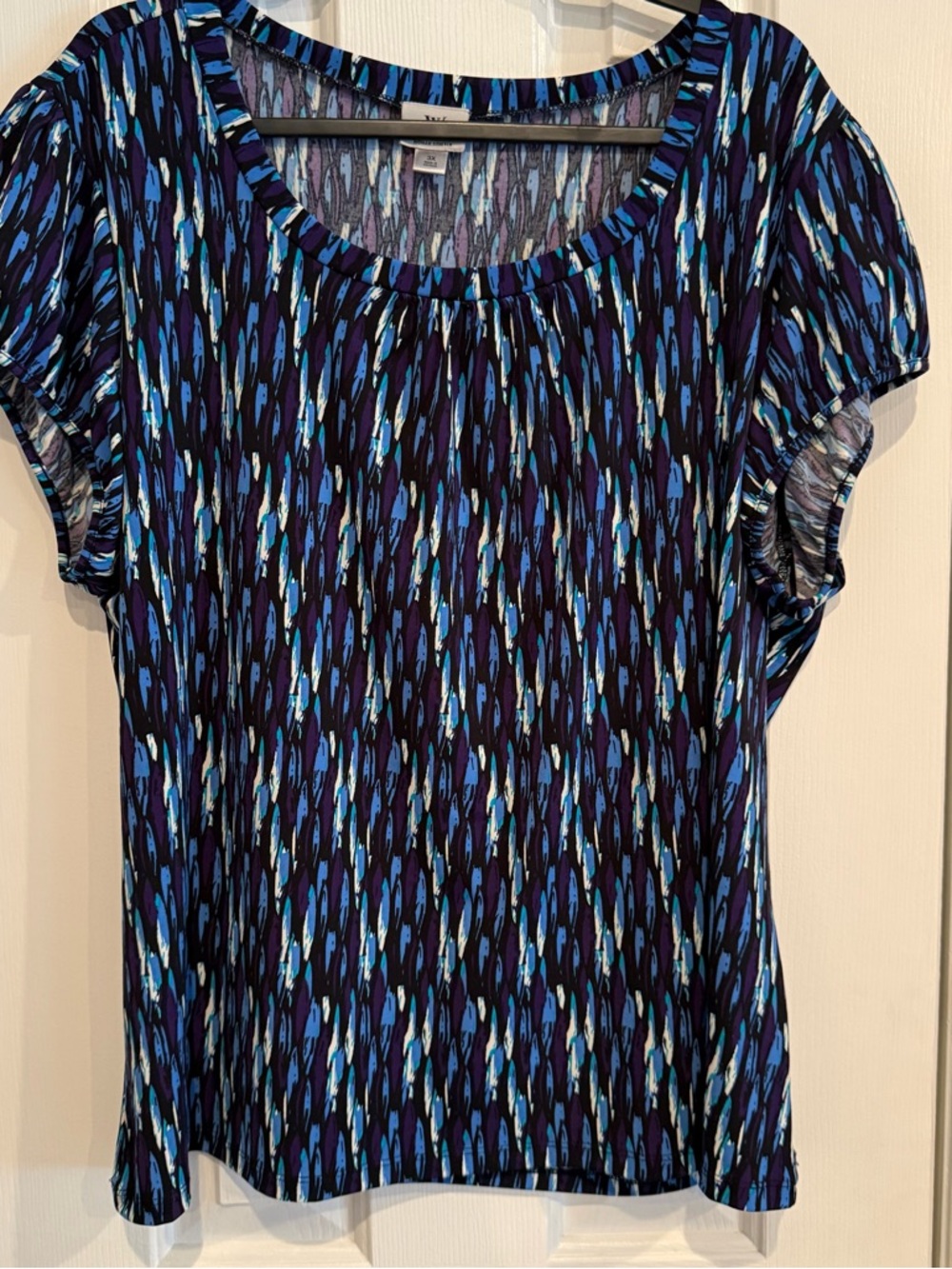Worthington Blue, Black, Purple Short Sleeve Scoop Neck Stretch Tee-3X